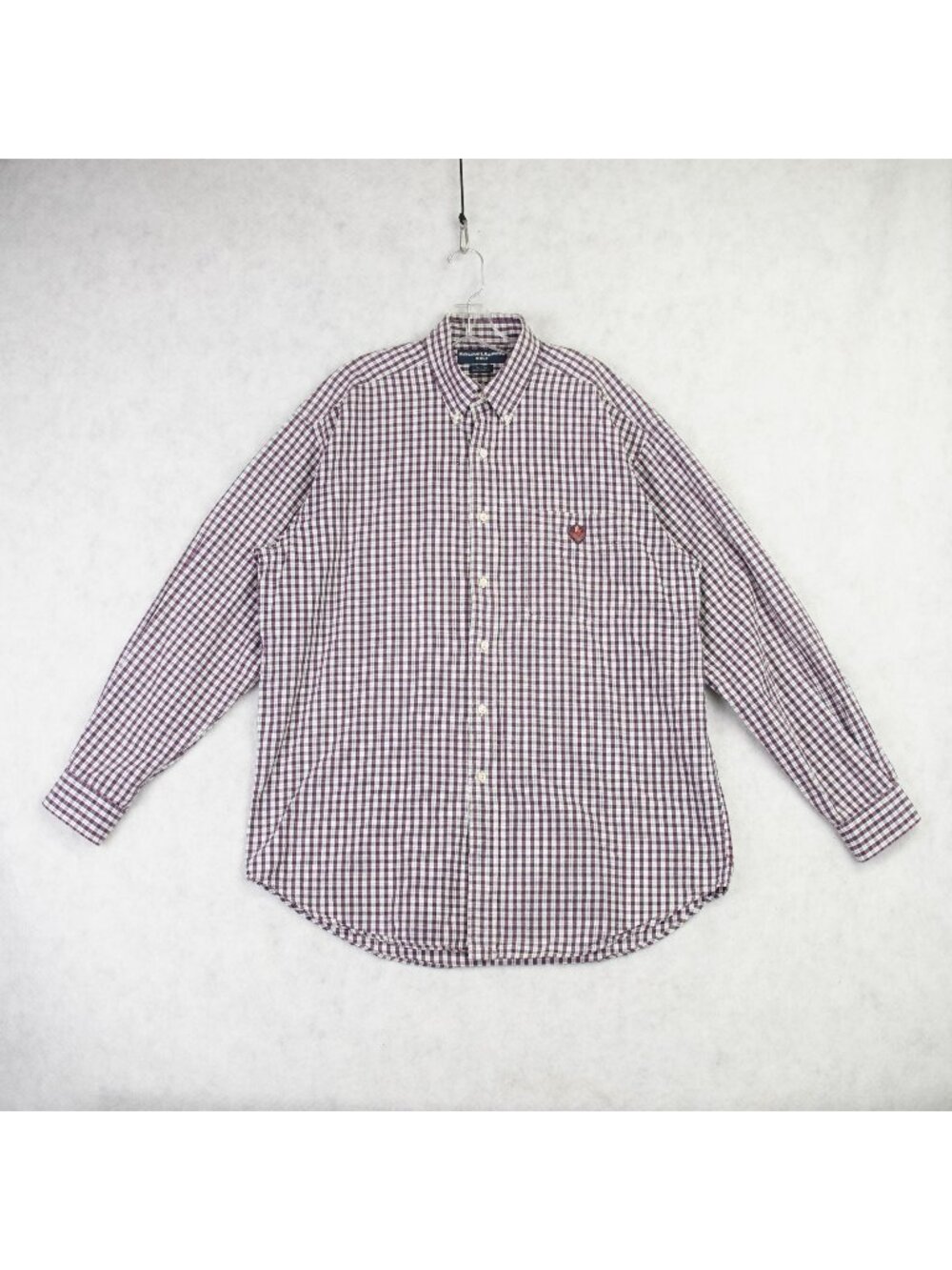 Ralph Lauren Golf Tilden Plaid Button Up Shirt Mens Large Red White Golf Logo